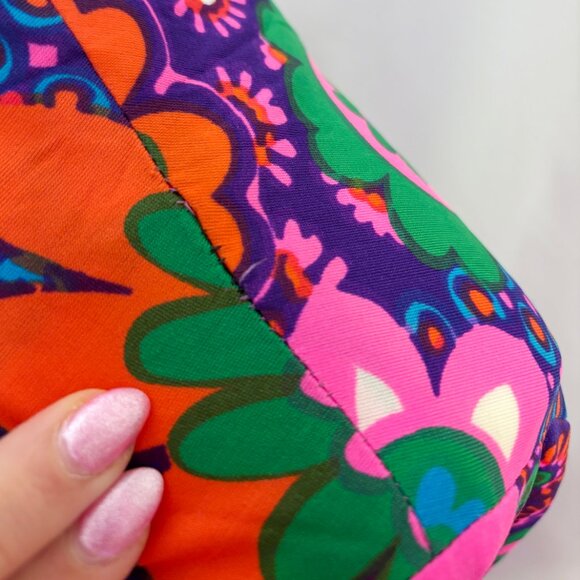 Vintage purple retro flower power groovy long sleeve dress - fits like a Medium - Picture 4 of 5